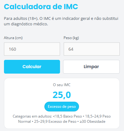Calculadora de Indice de massa corporal da médis